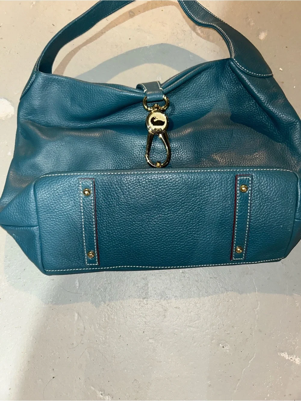 Dooney & Bourke Teal Leather Hobo with Gold Tone Hardware